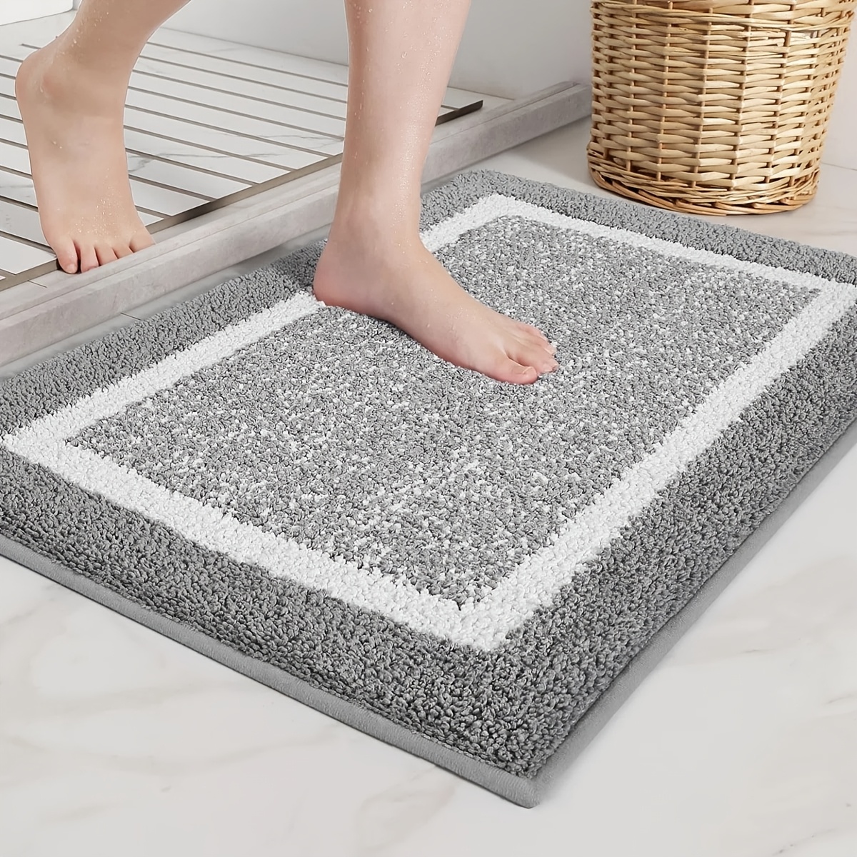 TEMU Bathroom Rugs, Non Slip Bath Mats For Bathroom, Absorbent Bath Rugs Floor Mat, Machine Washable Shower Rugs For Bath Floor, Tub And Shower