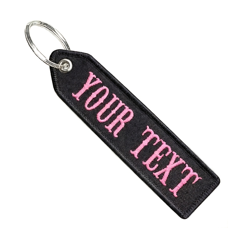 TEMU (customized) Colorful Tag 1pc Double-sided Embroidered Text Pointed Shape Unique Font Design Backpack Tag Luggage Tag Luggage Tag Keychain Tag