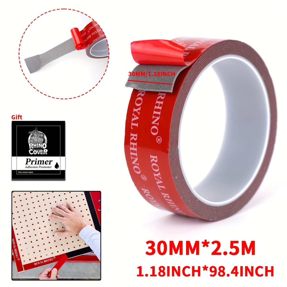 TEMU Heavy-duty Double-sided Tape - Strong Acrylic Adhesive, For Auto/home/office. Trims, Signs, Furniture & Sunshades