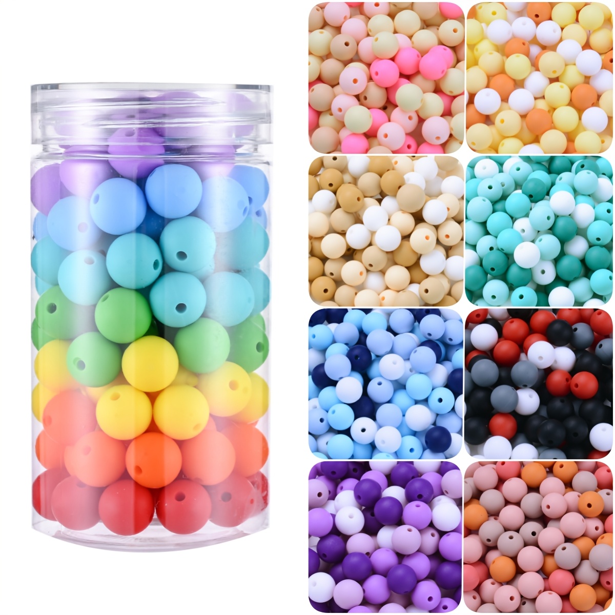 

40pcs Soft Silicone Bead Set For Keychains - 12mm, Assorted Colors (30), Bulk Round Spacer Beads For And Craft Accessories