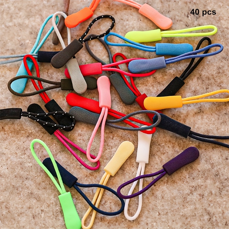TEMU 40pcs/pack, Assorted Random Colors, Sewing Accessories Zipper Pull Cords, Garment Accessories Injection-molded Sliders, Pvc Cords For Clothing,