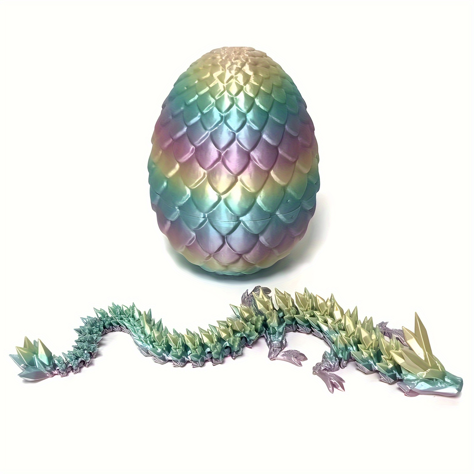 

2pcs (1pc Easter Egg+1pc Dragon)3d Printed Dragon Egg, Crystal Dragon Fidget Toys,full Articulated Dragon Crystal Dragon In Egg,adults Fidget Toys