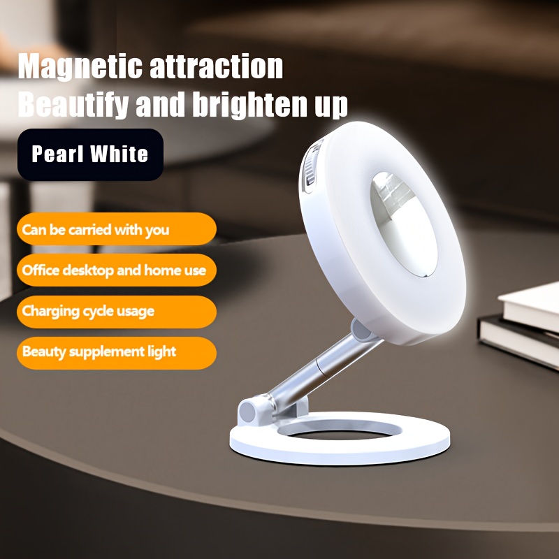 TEMU Un supporto multifunzionale per telefono con luce di riempimento, disponibile in tre colori, un supporto magnetico per telefono e uno specchio