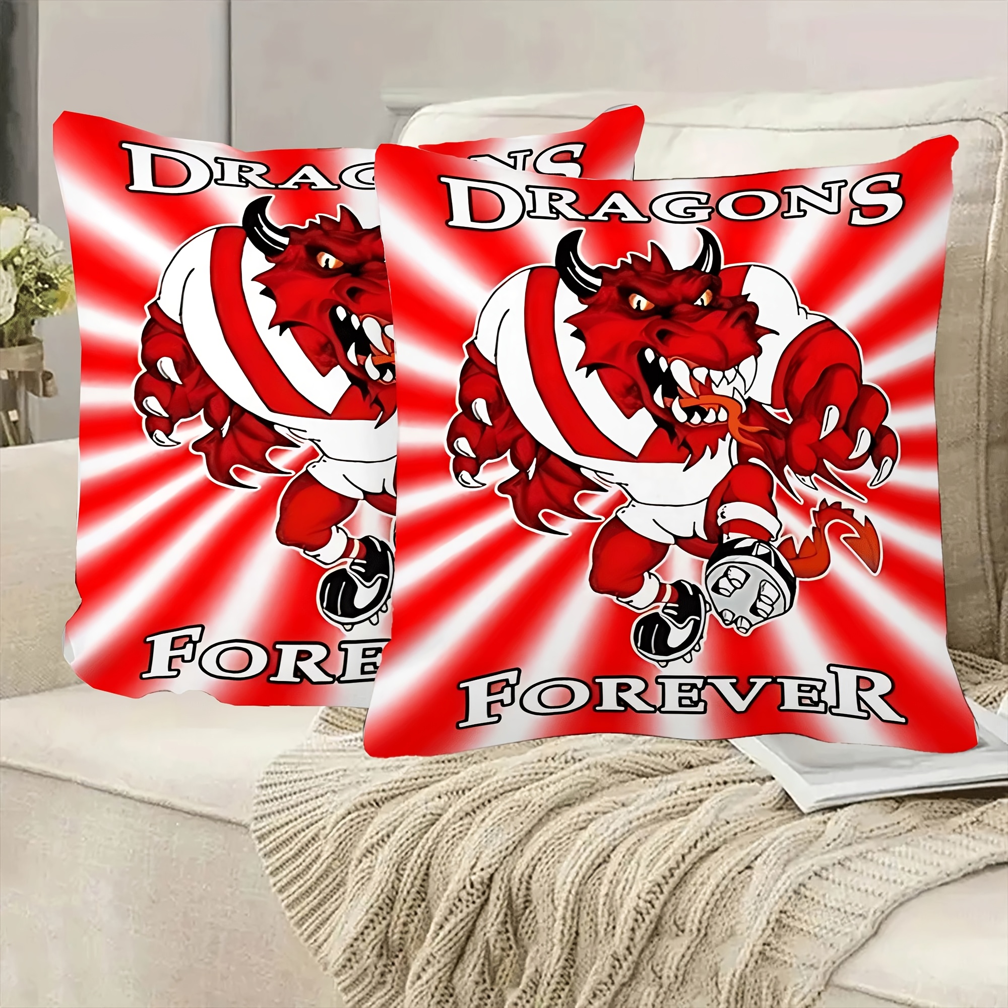 TEMU 2pcs Dragons Style Pillow Cover With Zipper Closure And High-quality Printing, Suitable For Multiple Occasions. A Thoughtful Thanksgiving Gift