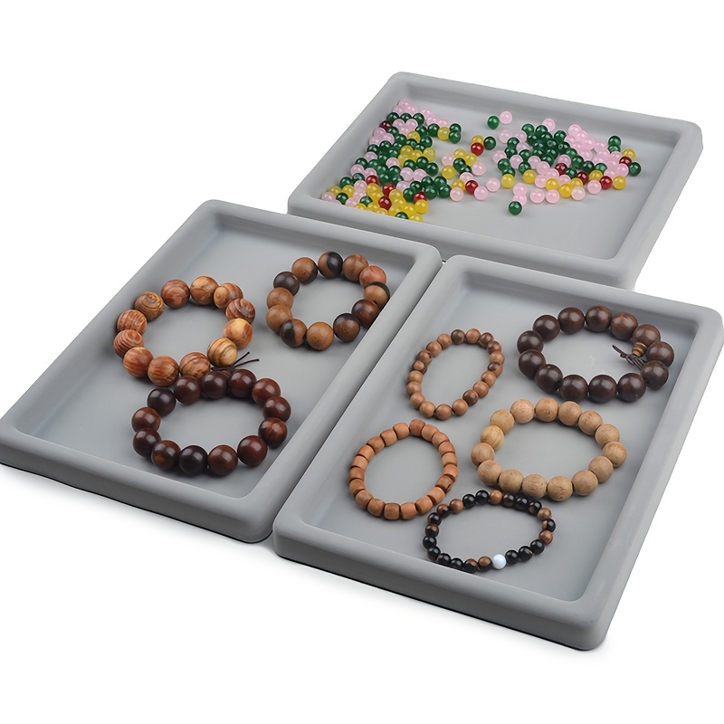 Image of Three-piece Set Flocked Lightweight Jewelry Tray Storage Earring Necklace Display Tray Empty Tray Jewelry Bracelet Ornaments