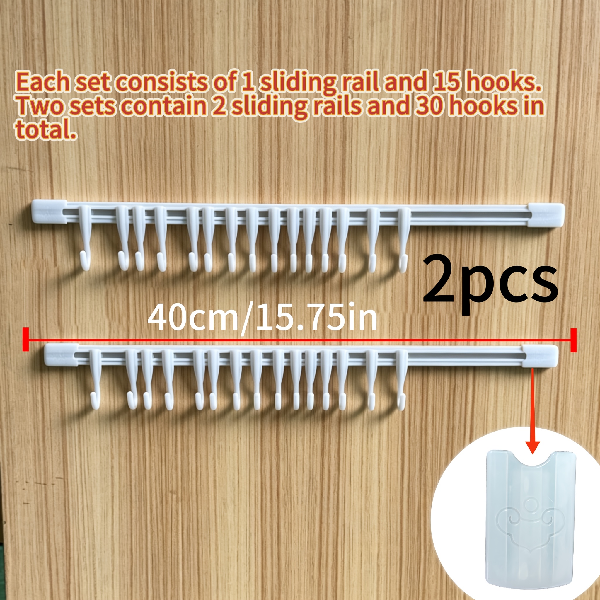TEMU Lot de 2 crochets muraux blancs cachés perçage pour porte de placard avec crochets multiples, crochets auxiliaires, crochets de meuble / Peut