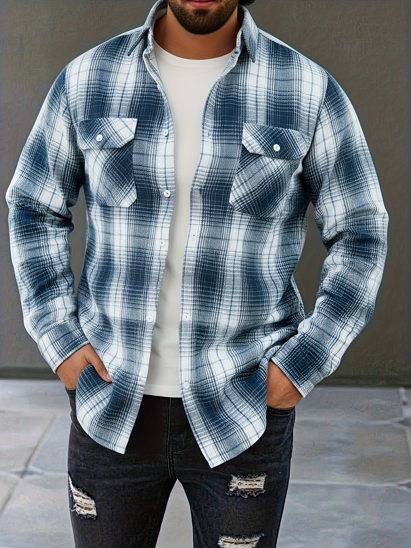 Chemise à Carreaux Homme — Vintage & Décontractée Chemise Vintage à Carreaux Verts et Marron pour Homme, Style Décontracté à Poches Doubles pour Printemps/Automne, Haut Polyvalent, Design Rétro à Carreaux, Coupe Détendue, Lavage à la Main, Tissu Non Élastique, Chemise Homme, Coupe Régulière, Pour Passionnés de Vêtements de Travail, Tenue Décontractée, Taille Chinoise, Veuillez Consulter Attentivement le Guide des Tailles