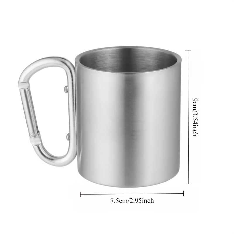 A 285ml/9.45oz Backpack Coffee Mug For Hiking, Featuring A Handle And Made Of Stainless Steel - This Camping Mug With A Carabiner Handle Is A Lightweight Outdoor Cup