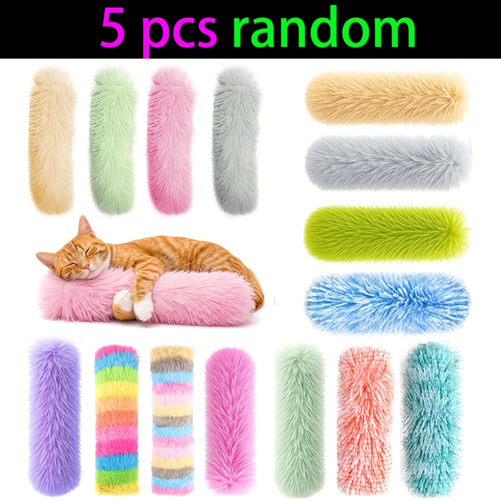 TEMU 5pcs Soft Cat Pillow Toys With Crinkle Sound, Interactive Toys For Indoor Cats & Kittens -random Color Tyle