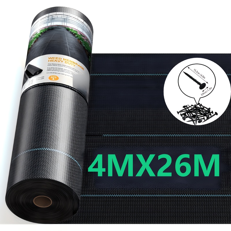 TEMU Tela para control de malezas de jardín - 120 g/m², polipropileno de densidad (HDPP) duradero con tejida negra, resistente a los rayos UV y al