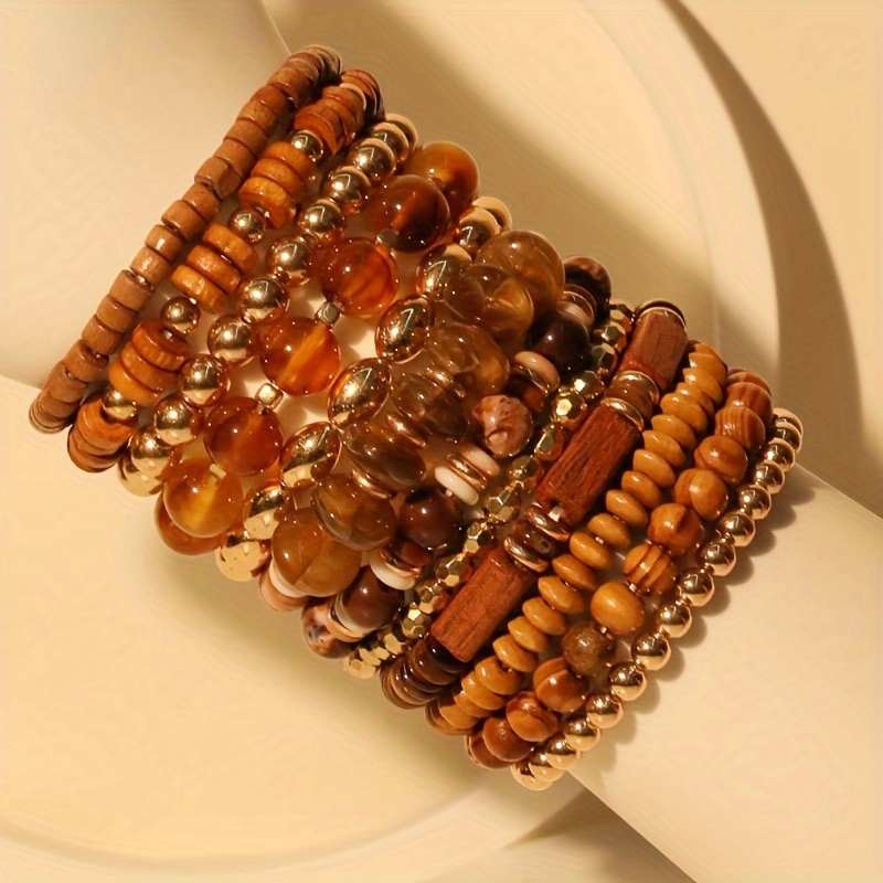 12 bohemian brown beach charm natural wood beads resin Temu