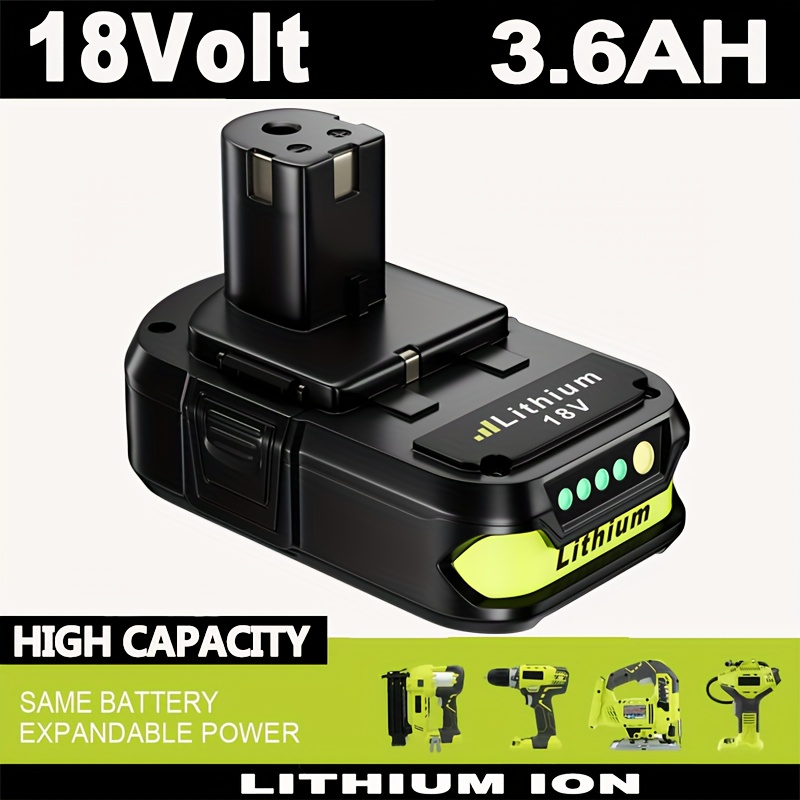 TEMU 18v One+ High-capacity 3600mah Lithium-ion Battery With & , Compatible With P104 P105 P107 P108 P109 P191 P122 Cordless Tools, Durable Plastic,
