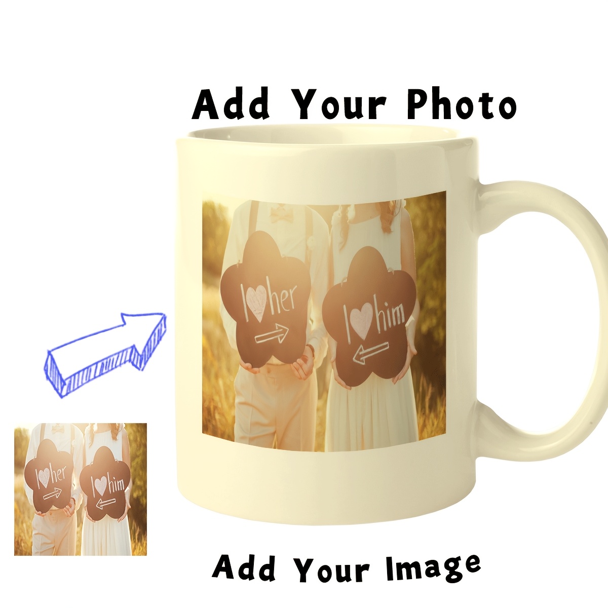 coffee | photo text and logo ceramic | customized 11 oz tea cup for |  unique gift idea - taza personalizadas design with picture or message |  white | High-quality & Affordable | Temu