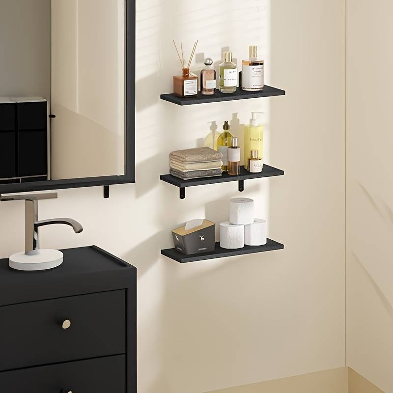 Mensole Galleggianti Nere Da Parete – Piccole 22,9 Cm – Set Per Bagno, Cucina, Soggiorno – Portata 4,5 Kg