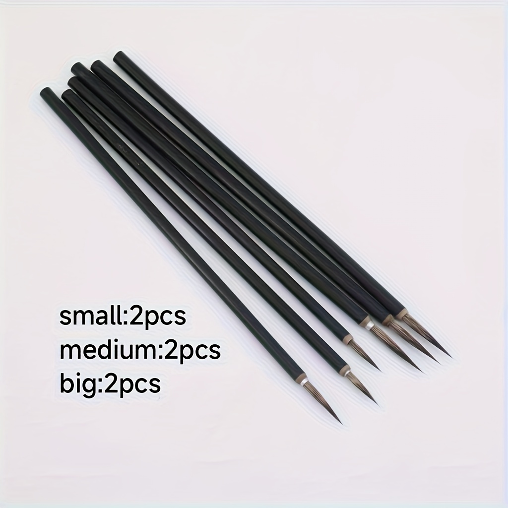 Image of 6pcs Chinese Calligraphy Brushes, Ceramic Hook Line Fine Paint Brushes, Badger Hair, Artistic Crafts, Painting Supplies, Pen For Calligraphy And Painting
