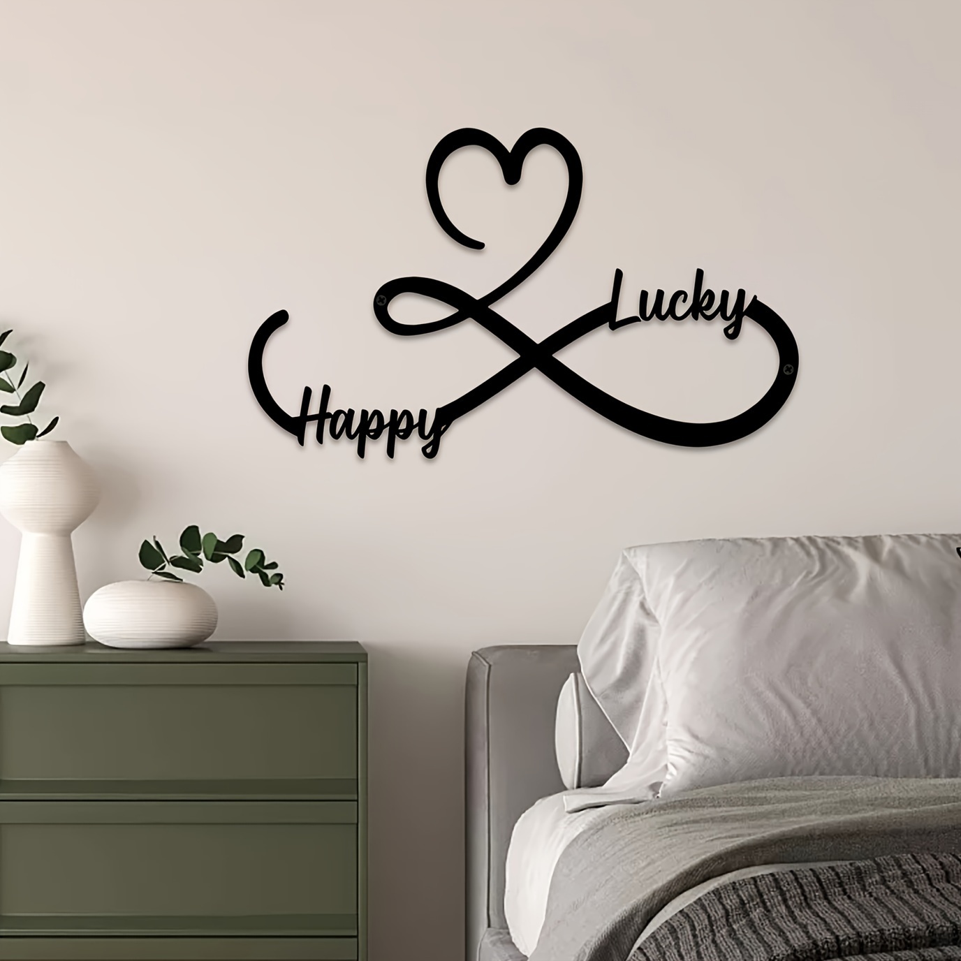 

Modern Infinity Heart Metal Wall Sculpture - Personalized Wall Hanging For Valentine's Day, Mother's Day, Father's Day - Customizable Metal For Bedroom Decor - Contemporary Love & Affection Symbols