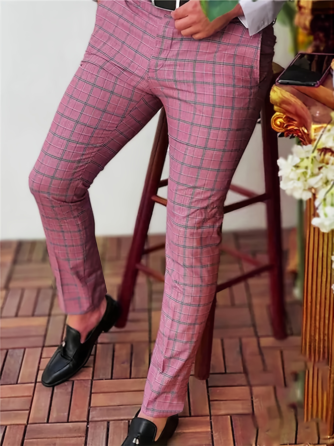 pantalones vestir hombre color rosa energético transpirable Temu