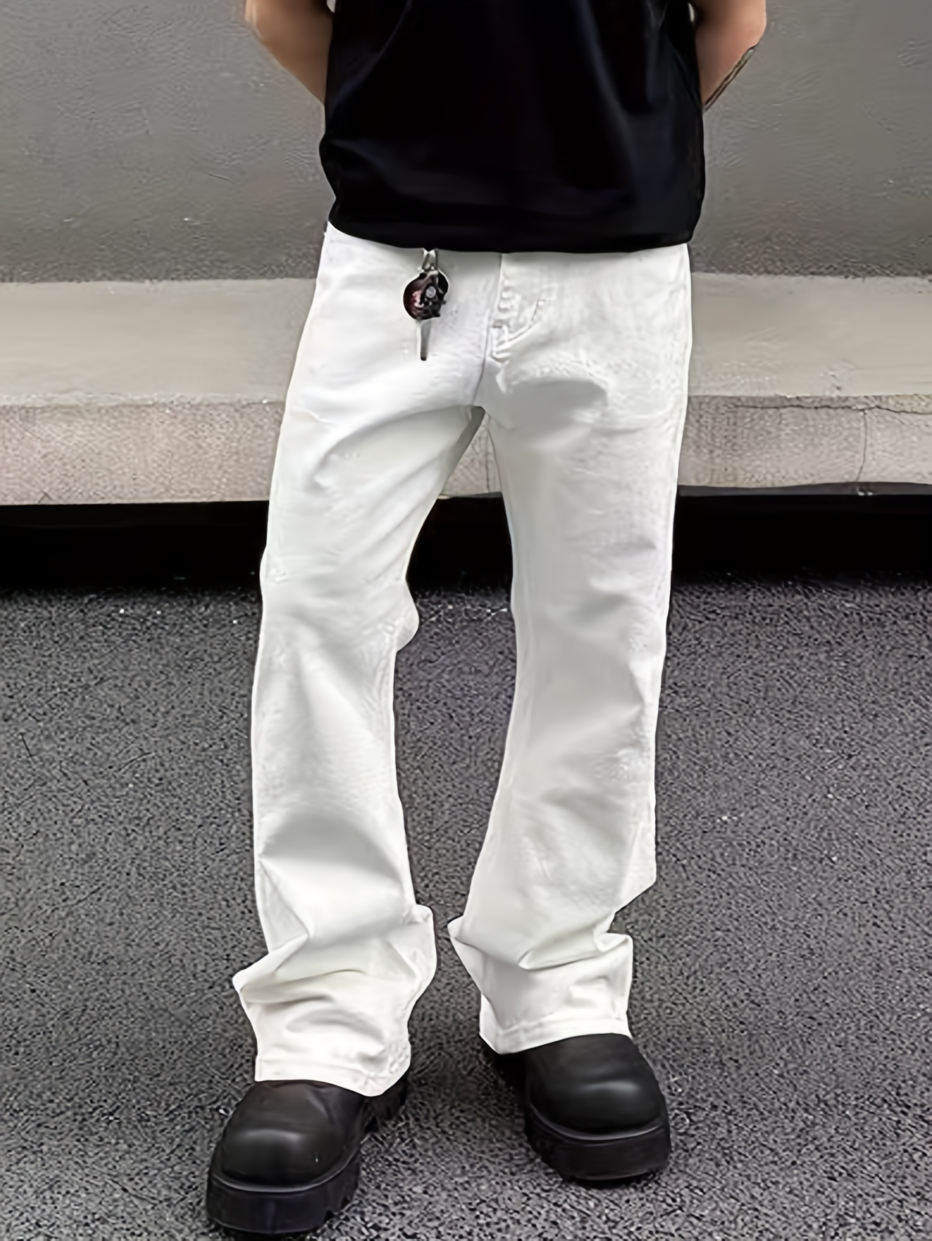 classic white washed jeans washed look heavy duty non Temu