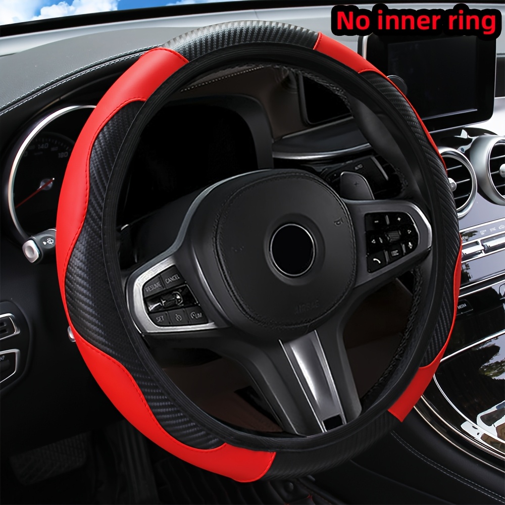 Image of No Car Steering Wheel Cover Carbon Fiber Faux -resistant Anti-slip 37-38cm Car Accessory