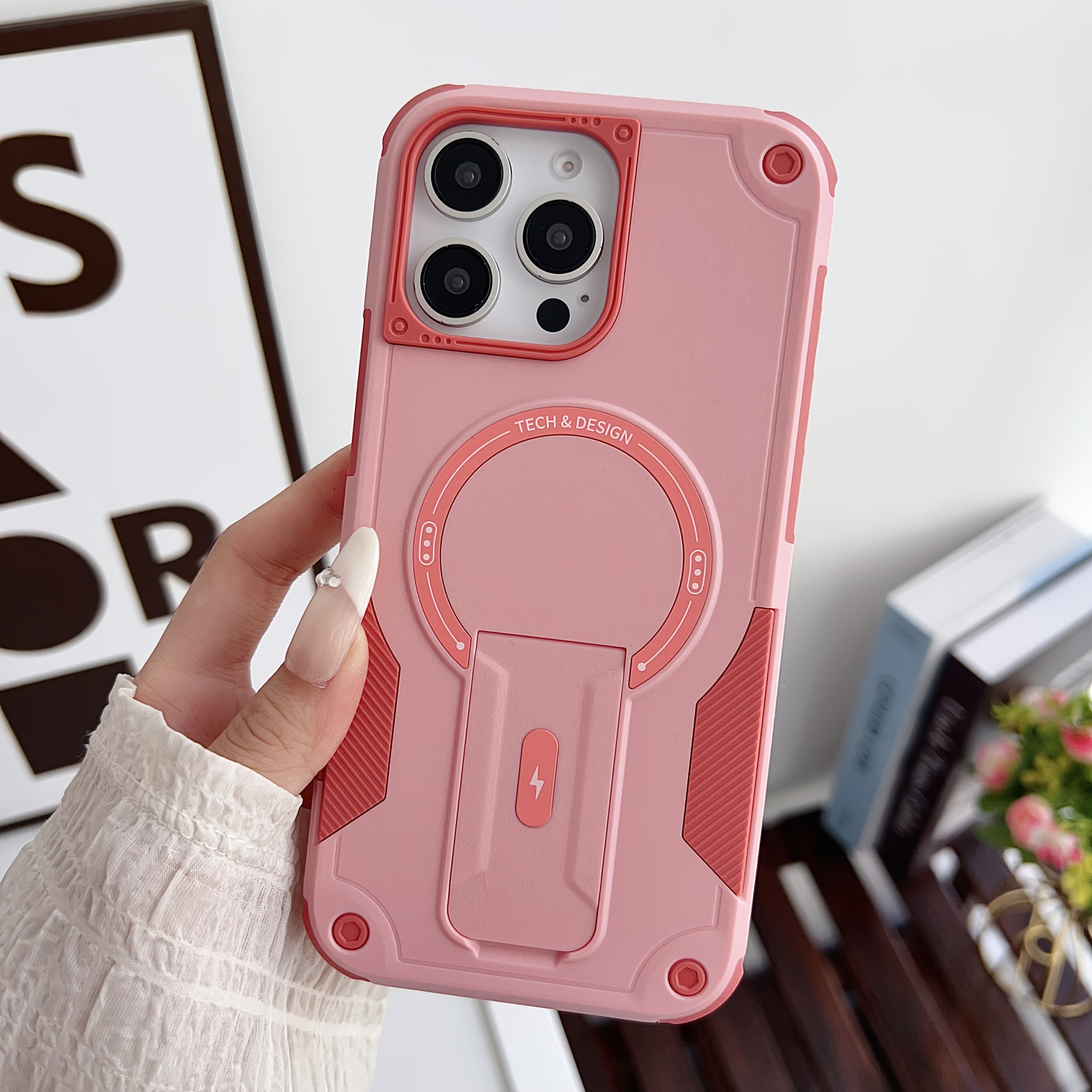   mekanisk pansarstil-fodral med magnetfäste, anti-slip design, dolt ställ för iphone 16 15 14   11 pro max –   skydd Produktinformation 6