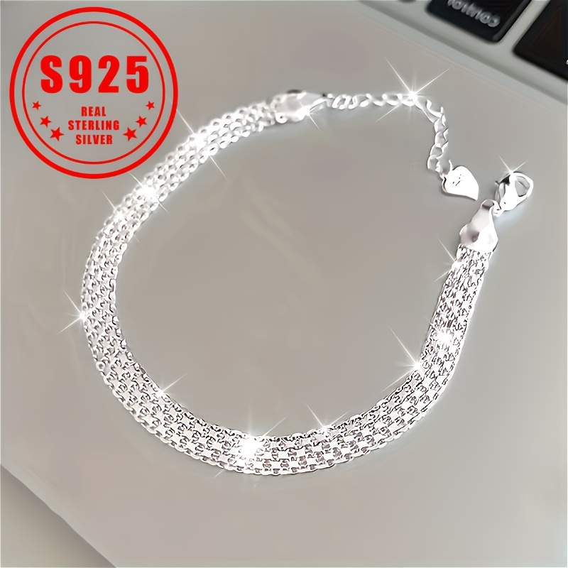 

Sparkling S925 Sterling Silver Hypoallergenic Bracelet, Elegant And Luxurious Men's And Women's Banquet Hand Jewelry. 3.65 G/0.