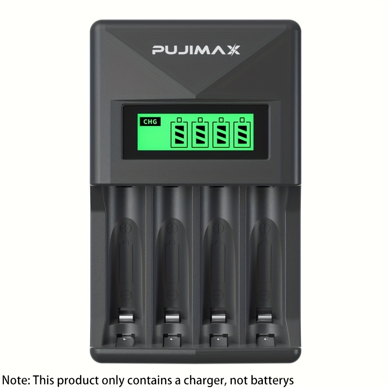 TEMU 4-slot Nimh Battery Charger With Digital Display, Fast Charging, Auto Shut-off And Overcharge Protection, Rechargeable Aa/aaa Nimh Batteries,