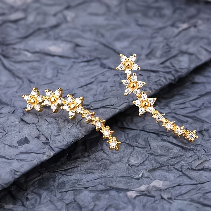 womens sequined floral earrings elegant border inlaid studs hypoallergenic flower studs for   valentines day gift wedding and daily wear jewelry