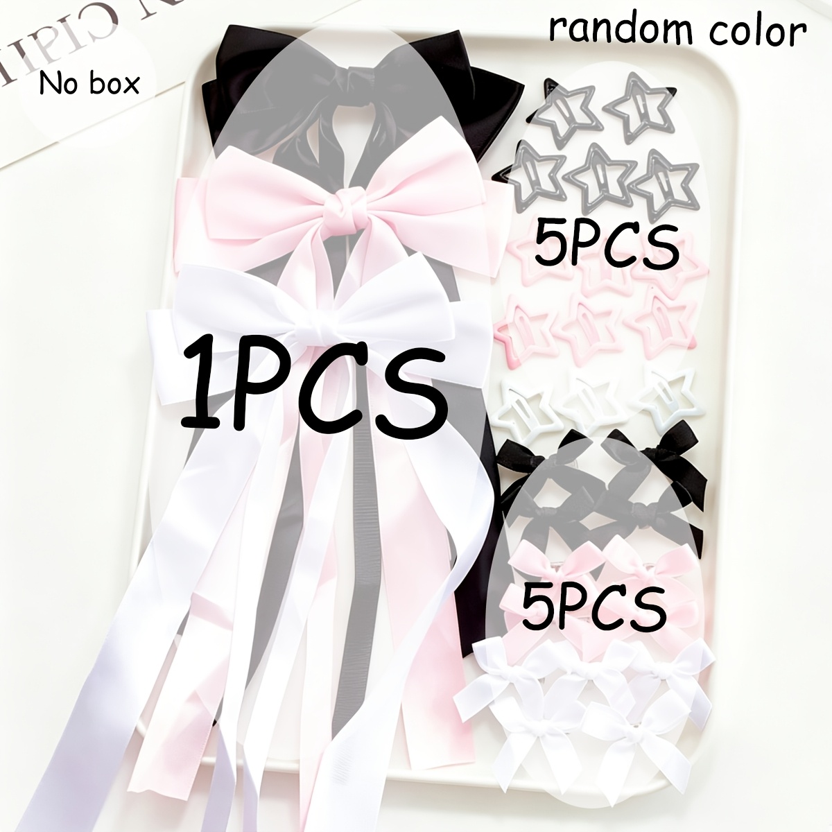TEMU 11pcs Set Women's Black, White, And Hair Clips, Side Bangs Bow Duckbill Clips, Fashion Hair Accessories, Random Colors, Opp Packaging
