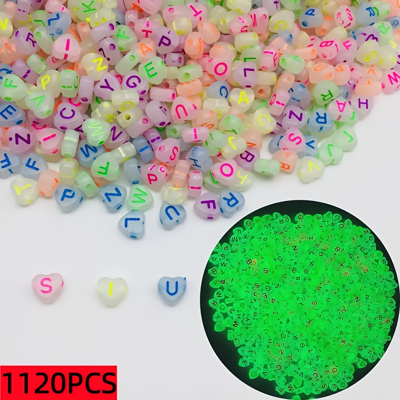 Image of 680pcs/1120pcs -the-dark (gitd) Compatible With Letter - Beads - 7mm Hole Acrylic Making Beads For Bracelets, Necklaces, Earrings - Multilingual Alphabet For Handmade Crafts & 680/1120pcs