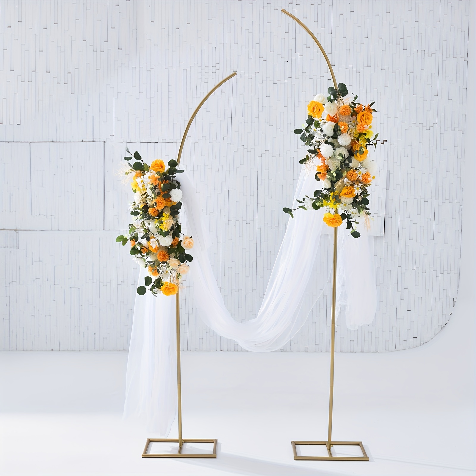 

7.8ft&6.7ft Wedding Arches For Ceremony Set Of 2, Gold Arch Backdrop Stand Flower Arch Backdrop Stand Metal Wedding Arch For Parties Baby Shower Wedding Decoration