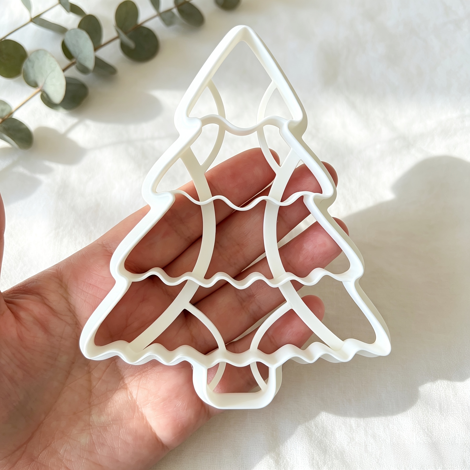 TEMU Wavy Edge Christmas Tree Polymer Clay Cutter Jewelry Making Kit Craft Tool Layered Branch Outline Mold For Trinket Storage Base Festive Desktop