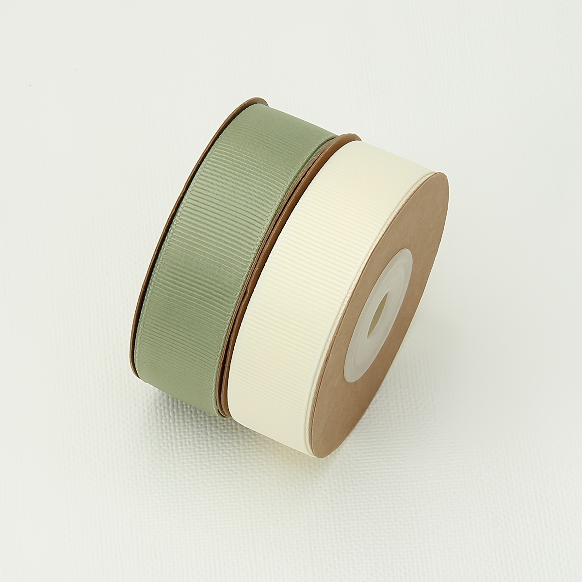 TEMU 2 Rolls Of High-density Polyester Grosgrain Ribbon, Beige And , For Valentine's Day Bouquet Wrapping, Cake Decoration Bows, And Handmade Crafts
