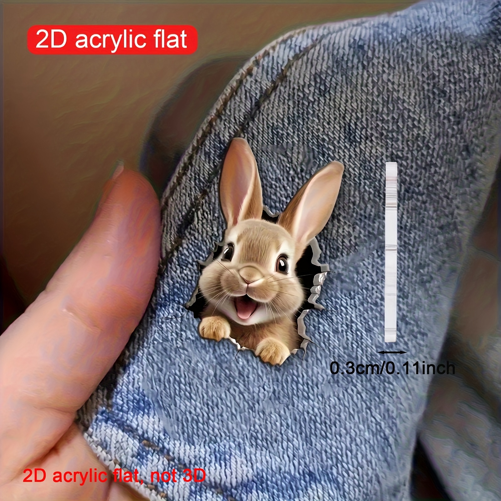 E-shop Flache 2D-Brosche, 1 Stück modische niedliche kleine Hase Brosche, kreative Cartoon-Acryl-Brosche, Herren- und Damenanzugbrosche,