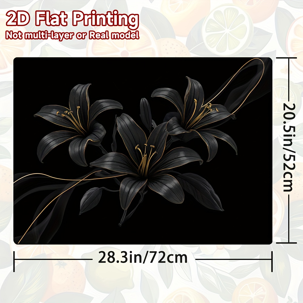 TEMU 1pc Cooktop Pad Compatible For Ceramic/induction/glass Cooktops - Black & Golden Elegant Floral Stove Cover Top Protector, 100% Polyester Stove