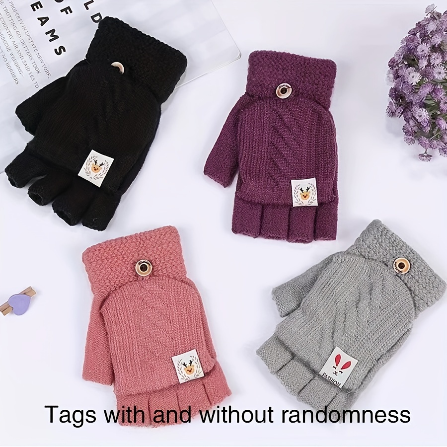 

Cozy Knit Convertible For Women - Half-finger, Warm & With , Solid Color,