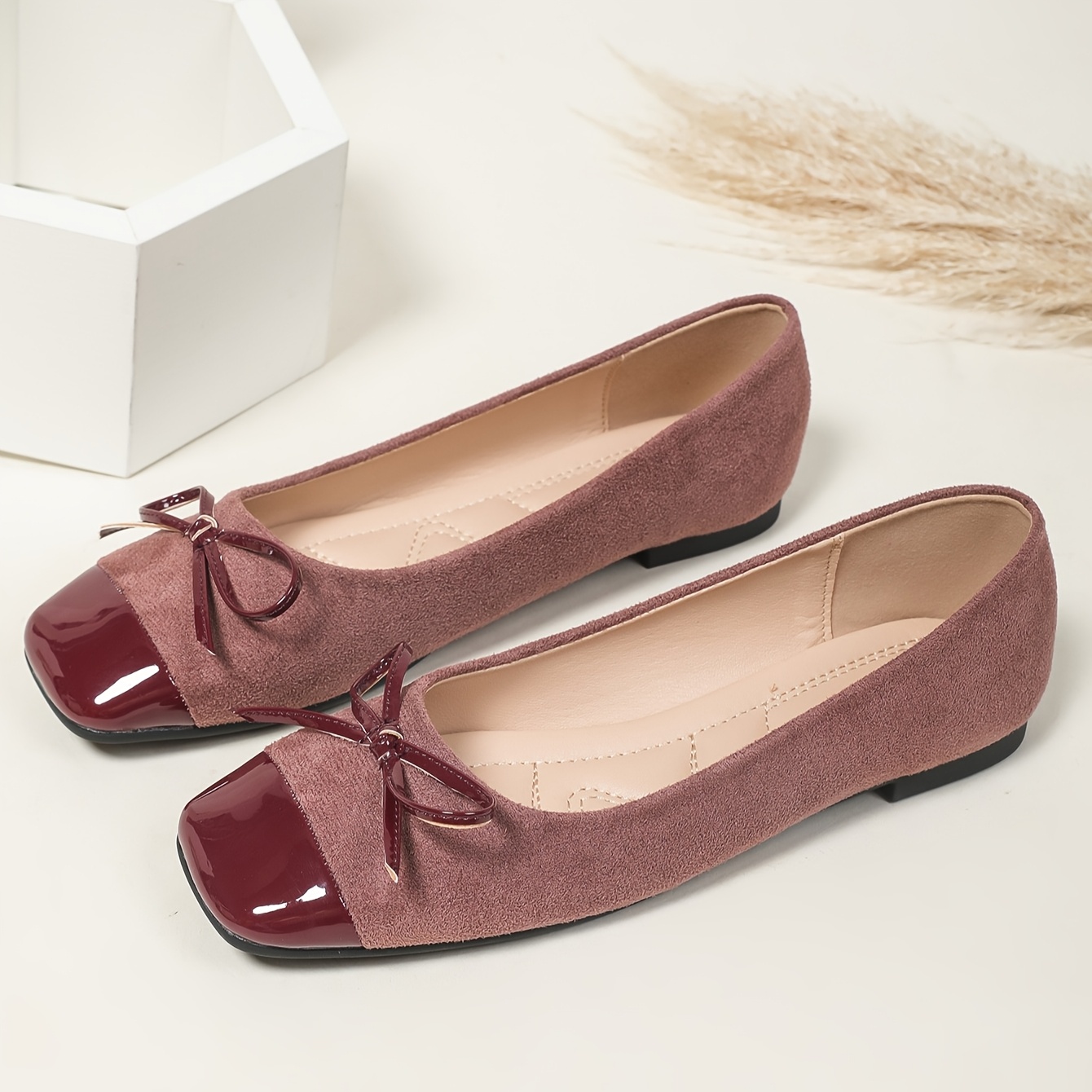 Square Toe Dress Flat Shoes With Arch Support Women's Mint Green