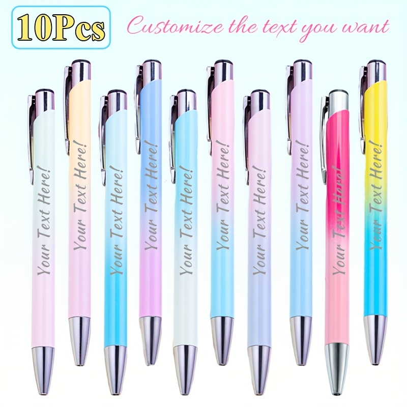 10pcs Customizable Gradient Metallic Ballpoint Pen For Business And Special Occasions, Ideal Graduation Gift, Medium Point, Black Ink, Smooth Writing