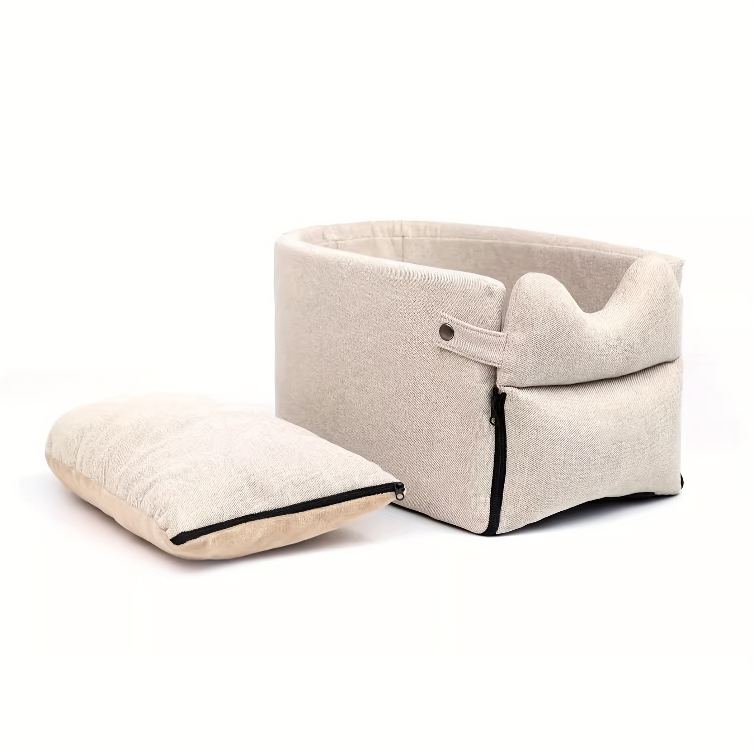 1pc cozy polyester dog bed with removable cover soft warm and secure pet car seat for small to medium breeds ideal for traveling travel   plush interior secure closure dog bed for car Product details 2