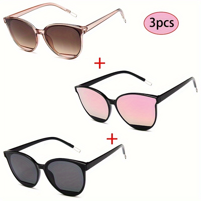 

3pcs Fashion Glasses For Women Men Gradient Lens Anti Glare Sun Shades Glasses For Driving Beach Travel