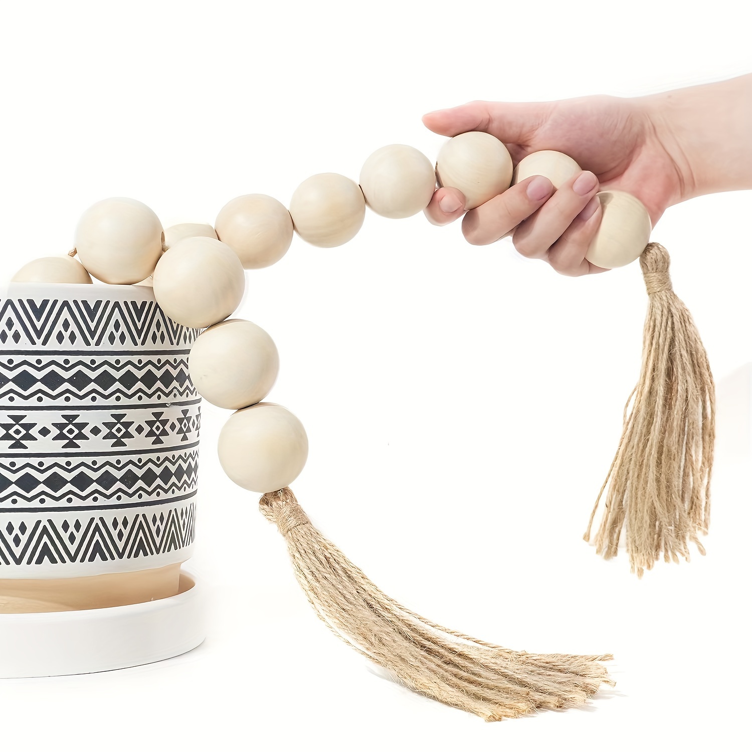 extra large chunky wood bead garland 41 long diameter Temu