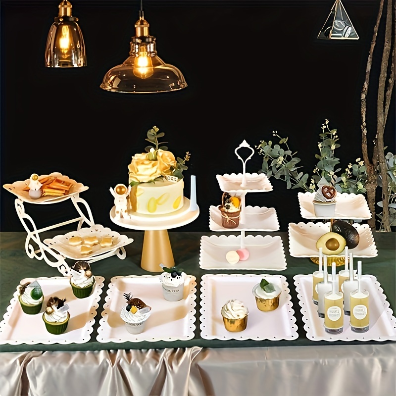 Paquete de 12 bandejas doradas para mesa de postre, bandeja de galletas,  bandejas doradas para tartas, bandejas para galletas, bandejas desechables