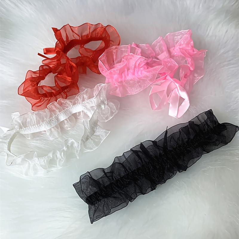 TEMU 4pcs Bowknot Garter, Mesh Lace Trim, Leg Accessory Ring, For Leg Wear, Valentine's Day Gift