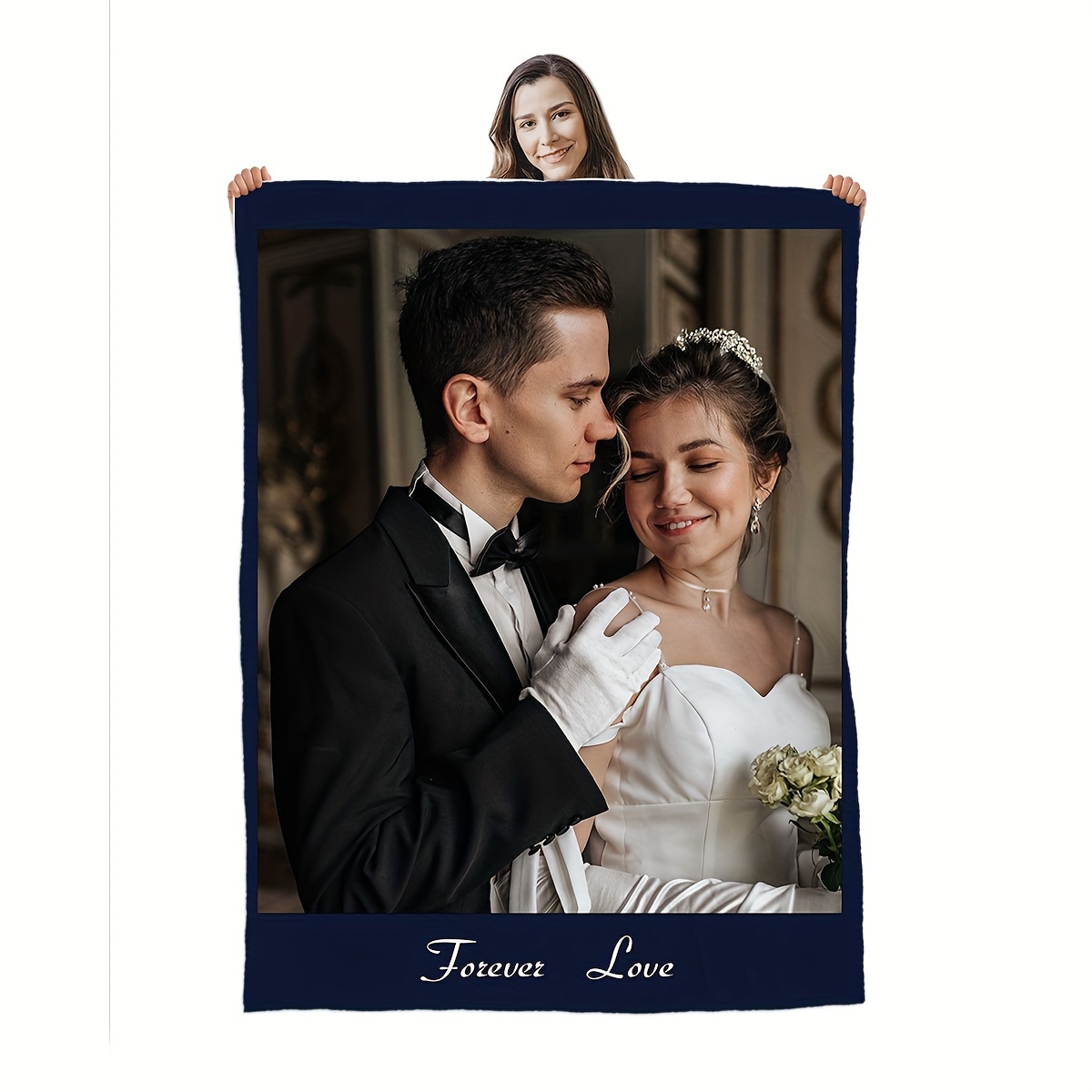 

1pc Custom Blanket With Picture, Personalized I Love You Gifts Customized Photo Blanket, Super Soft Flannel Throw Blanket For Couples Girlfriend Boyfriend Family Friends