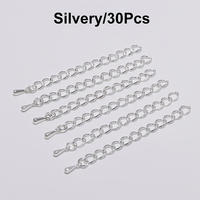 Image of 30pcs/pack Water Drop Extension Chain Tail Chain With Water Drop Pendant Jewelry Additions Necklace Bracelet Making Additions