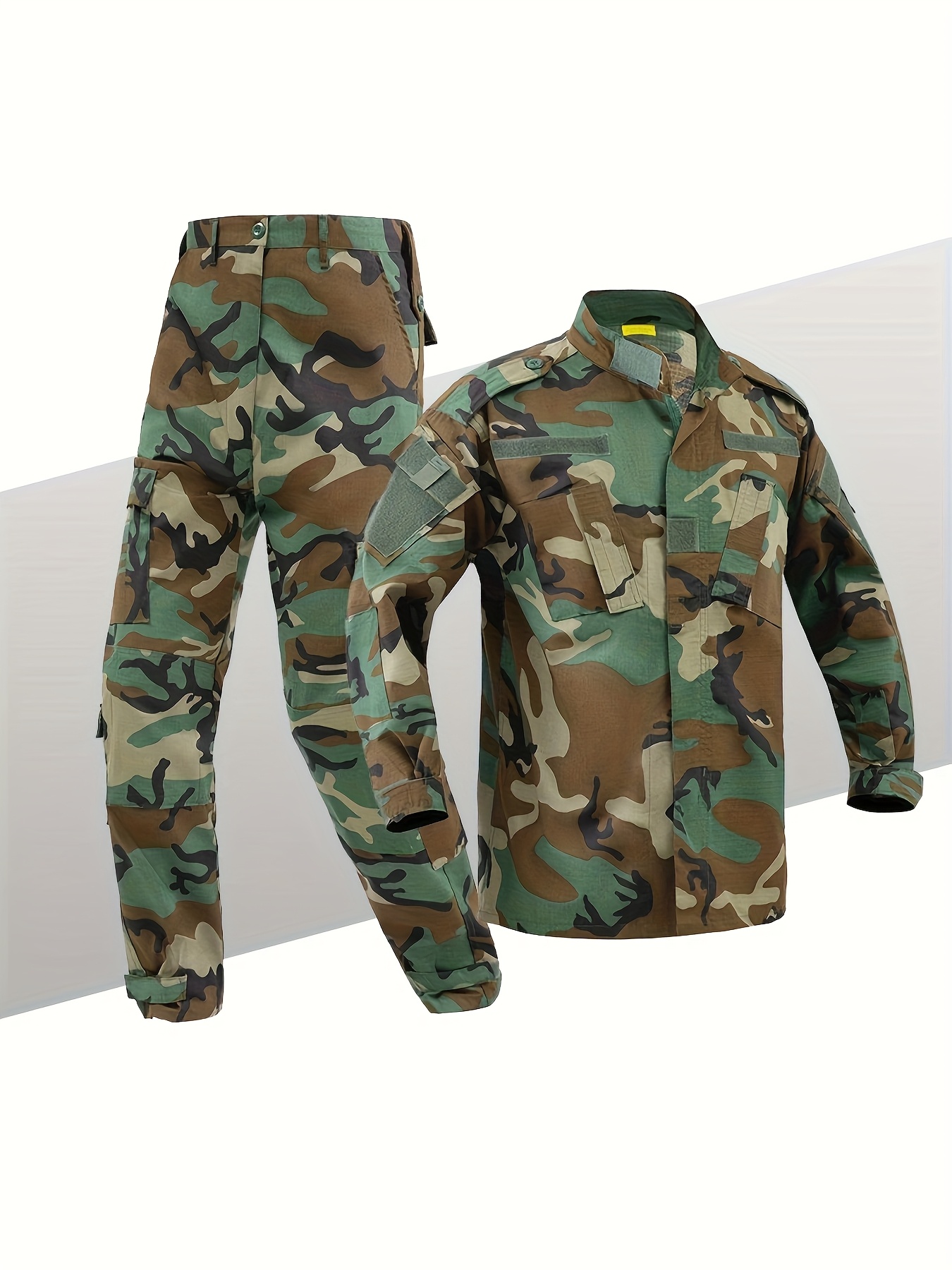 mens acu jungle camouflage   suit outdoor shirt and pants workwear lightweight   camouflage hunting   suit suitable for hiking hunting training multi pocket breathable durable   cargo outfit 0