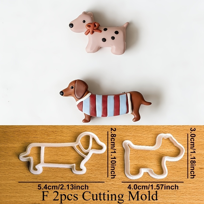 TEMU 2pcs Cartoon Animal Dog Polymer Clay Cutters, , New Year-themed Cartoon Dog Jewelry Making Kit, Including Large And Small Schnauzers And