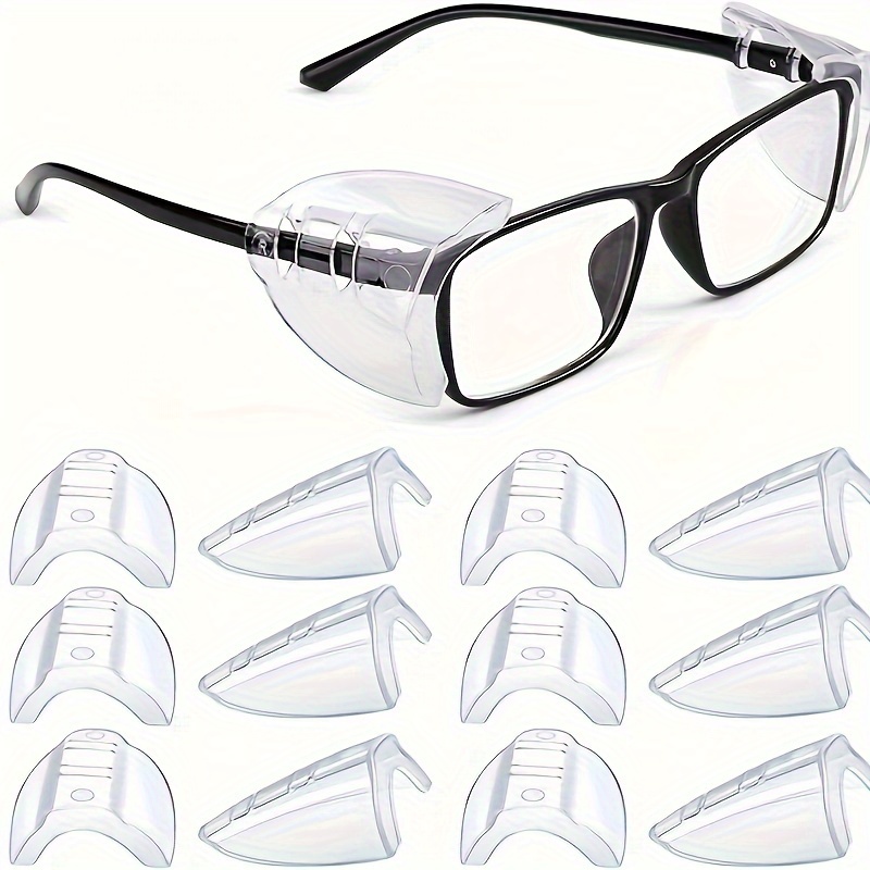 

12-pack Safety Glasses Side , Transparent Slip-on Side Protectors For Small To Large Eyeglass Frames, Polyester Material, Suitable For Ages 14+, Eye Protection Accessories