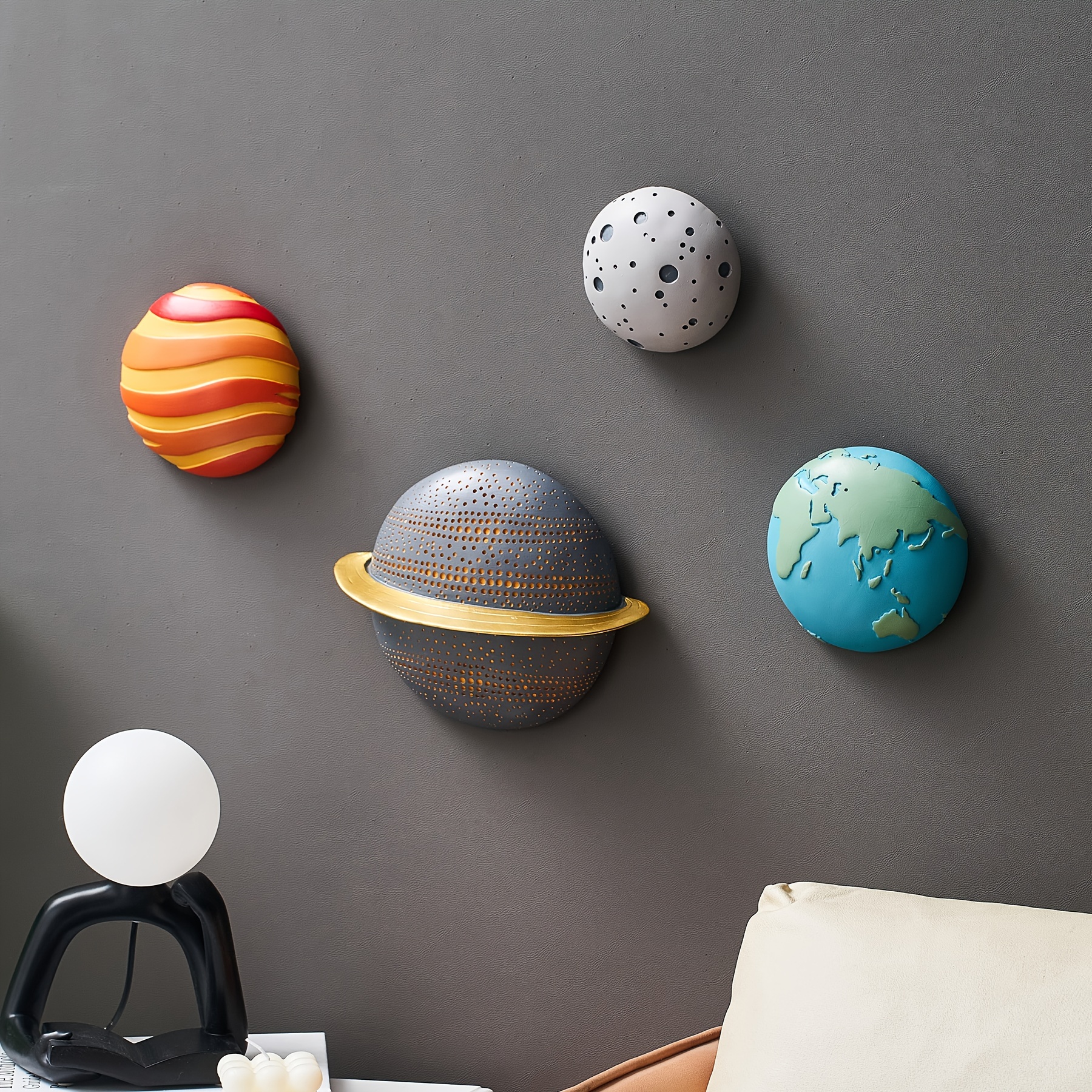 4pcs Outer Space Wall Decor, Boys Room Decor Modern Wall