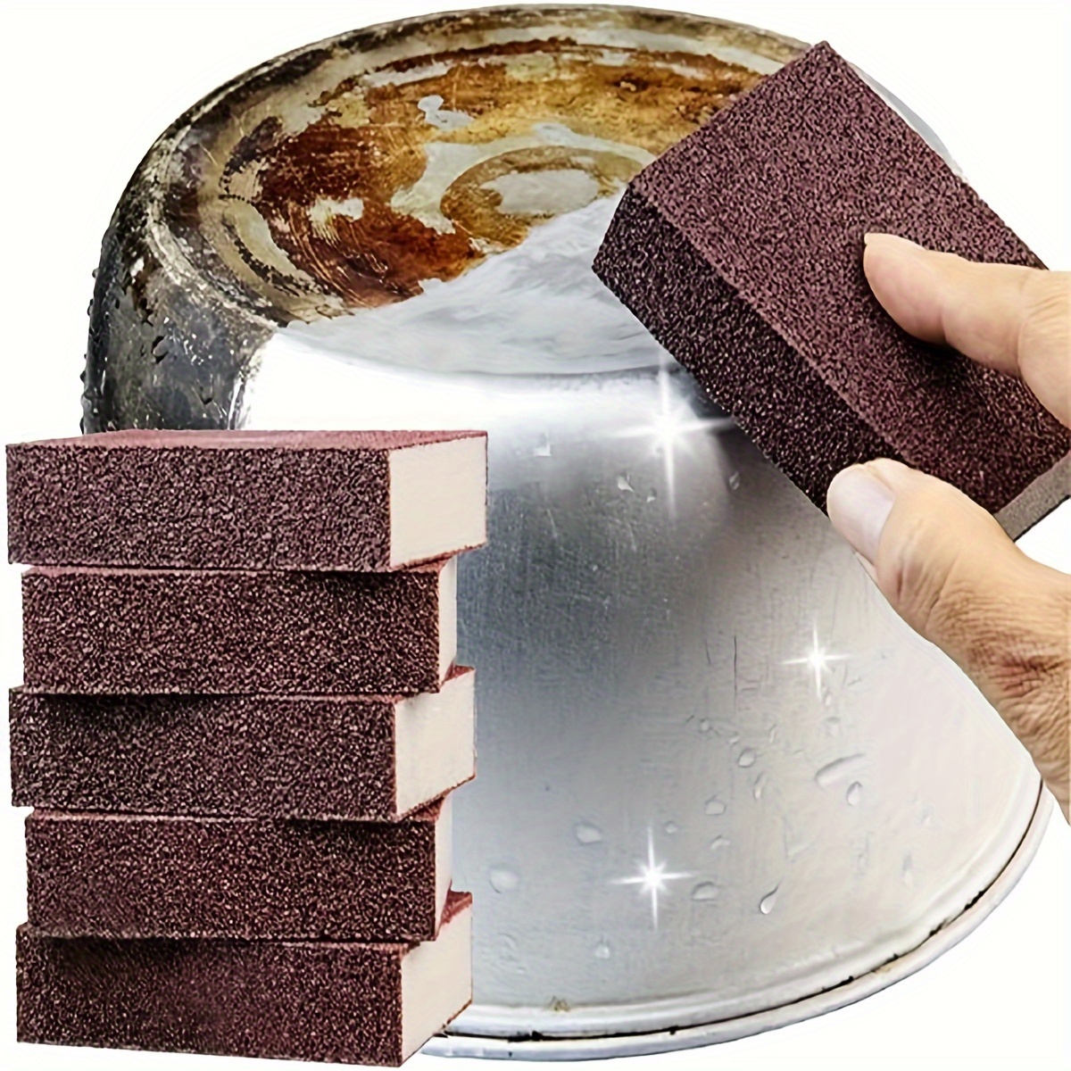 

3/6/9pcs Abrasive Sponge Set, Kitchen Cleaner, Iron Rust Remover, Dishwashing Sponge, Bathroom And Kitchen Cleaning Tools, Suitable For Home, Car, Outdoor And Bathroom Use