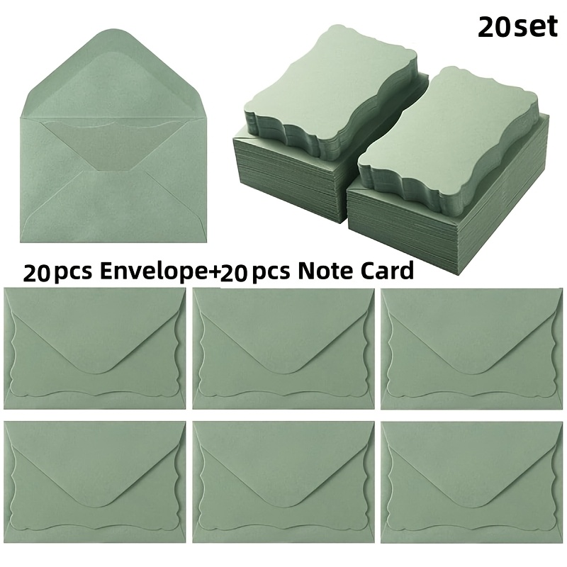 TEMU 20 Sets de Mini Sobres Tarjetas de Notas de Encaje Ondulado , Sobres Autoadhesivos de Tamaño Pequeño de 10.2X7Cm, Adecuados para , Tarjetas de